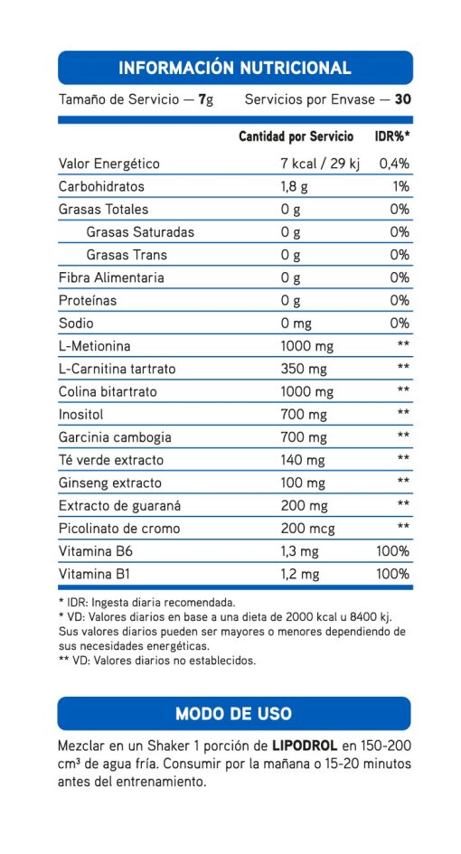 LIPODROL TERMOGÉNICO 210G
